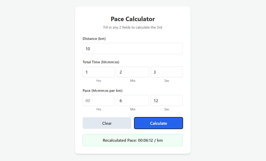 Pace Calculator
